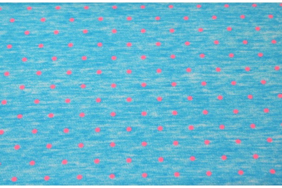 10cm Sport- und Bademodenelastik "dots" pink auf türkisblau (Grundpreis € 39,00/m)